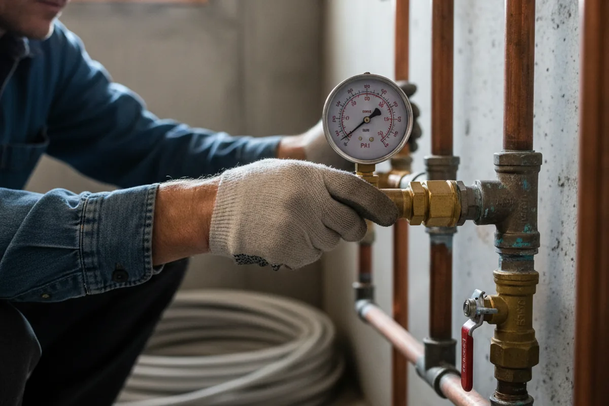 Pressure testing a repaired line during Water Line Repair in Pewamo